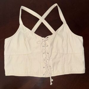 American Eagle Outfitters Cream Corset Top Size XL Festival Summer Beach Boho